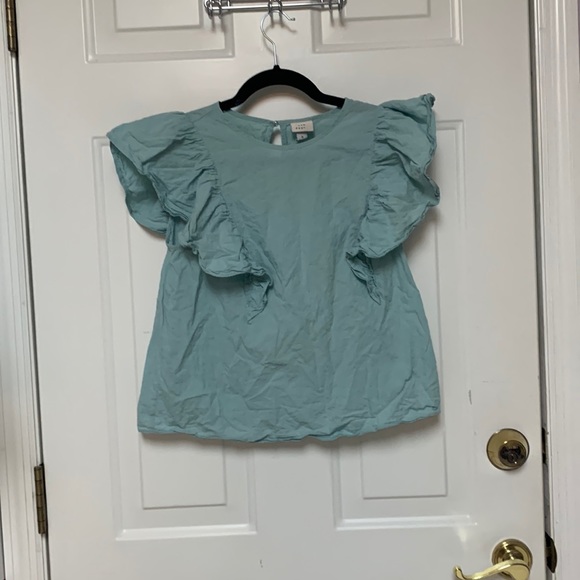 Blue ruffle sleeve shirt - Picture 1 of 3